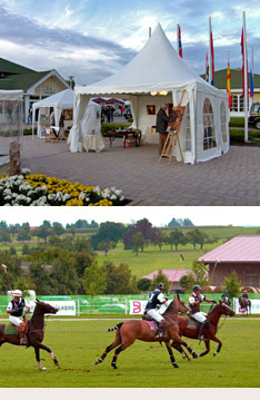 Ausstellung von Gem&auml;lden bei der BBAG (Baden-Badener Auktions-Gesellschaft) J&auml;hrlings-Auktion Vollbl&uuml;ter Rennpferde Galopprennen Iffezheim Z&uuml;chter Polo-Turnier Emotions Cup Polo-Club Stuttgart, Bondorf 2008 Polo-Spieler auf Polo-Ponies